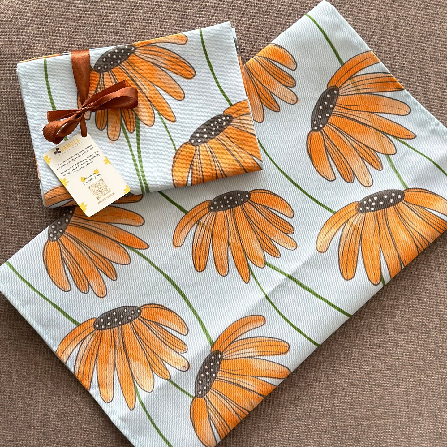 Orange floral tea towels