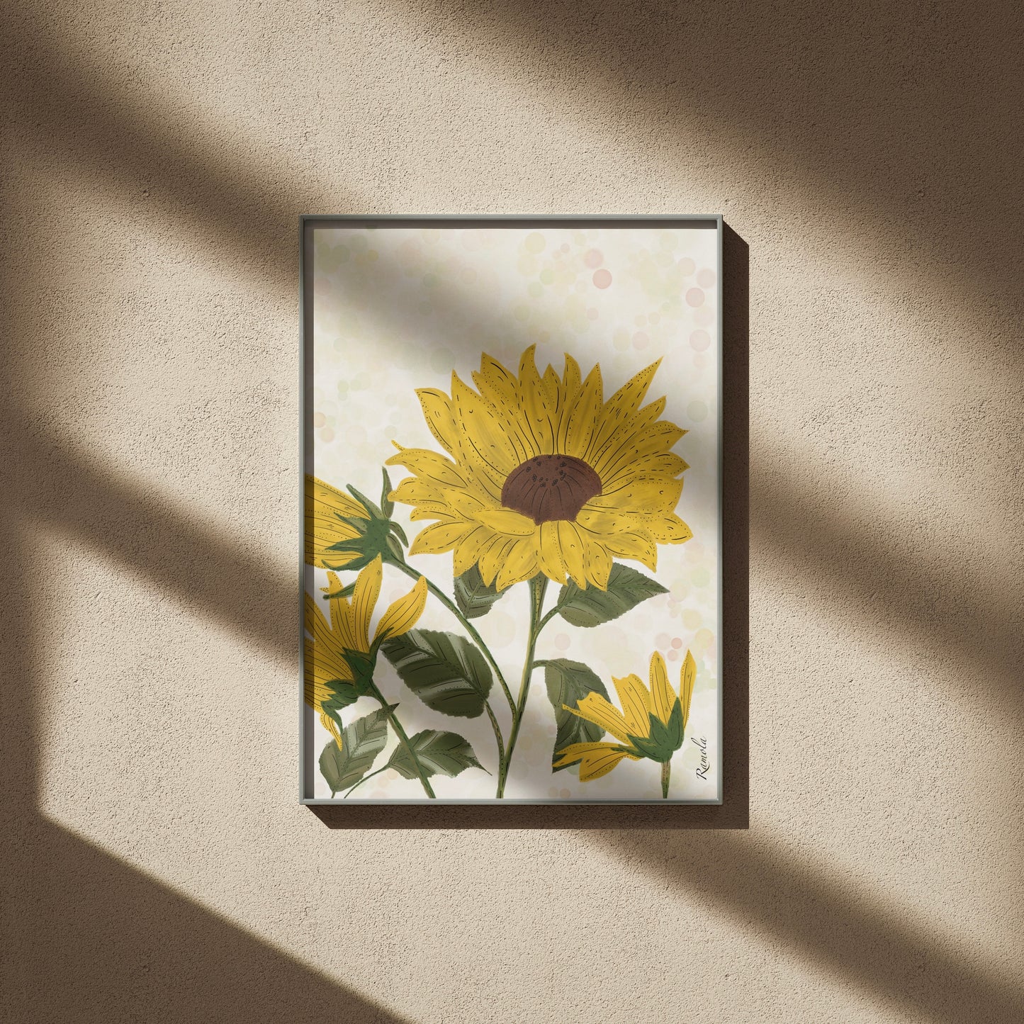 Sunflower design art print on 100% recycled paper