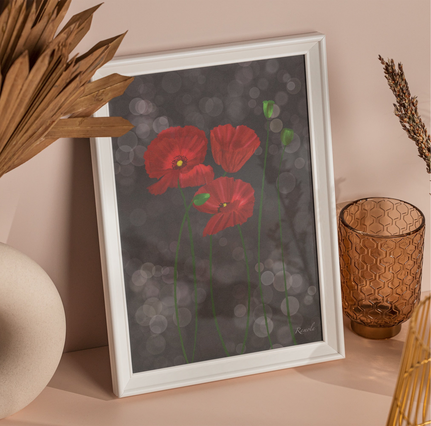 Poppy art print on 100% recycled paper