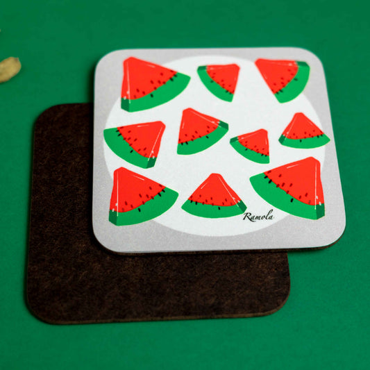 Watermelon coaster: Hand illustrated