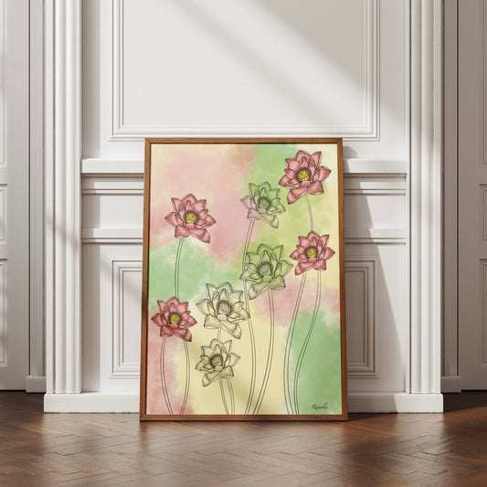 Jolly Lotus art print on 100% recycled paper