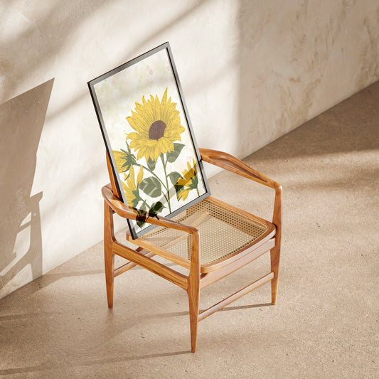 Sunflower design art print on 100% recycled paper