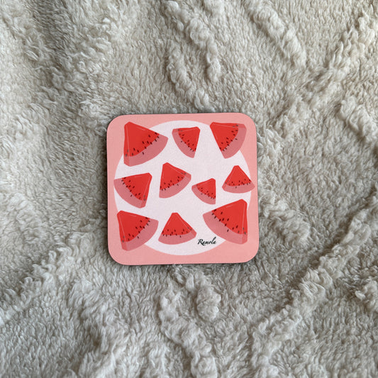 Pink watermelon coaster: Single