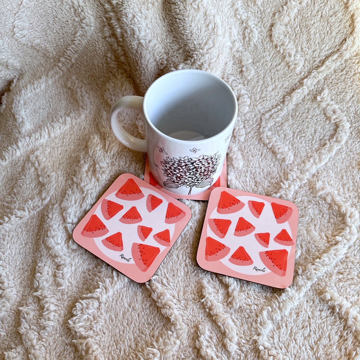 Pink watermelon coaster: Single
