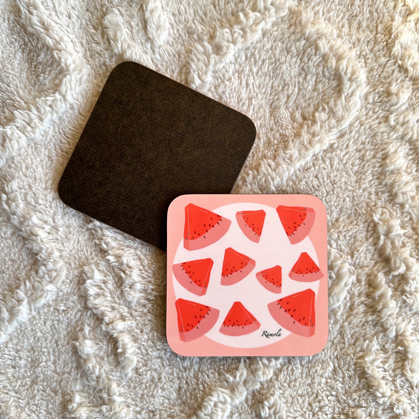 Pink watermelon coaster: Single