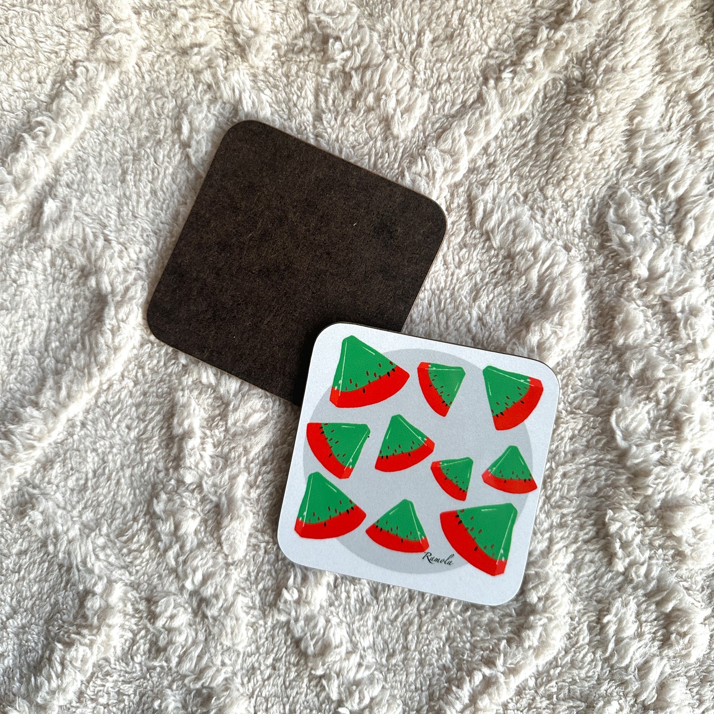 Reverse watermelon coaster: Single