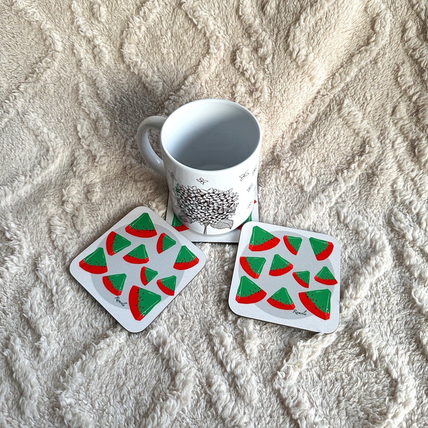 Reverse watermelon coaster: Single