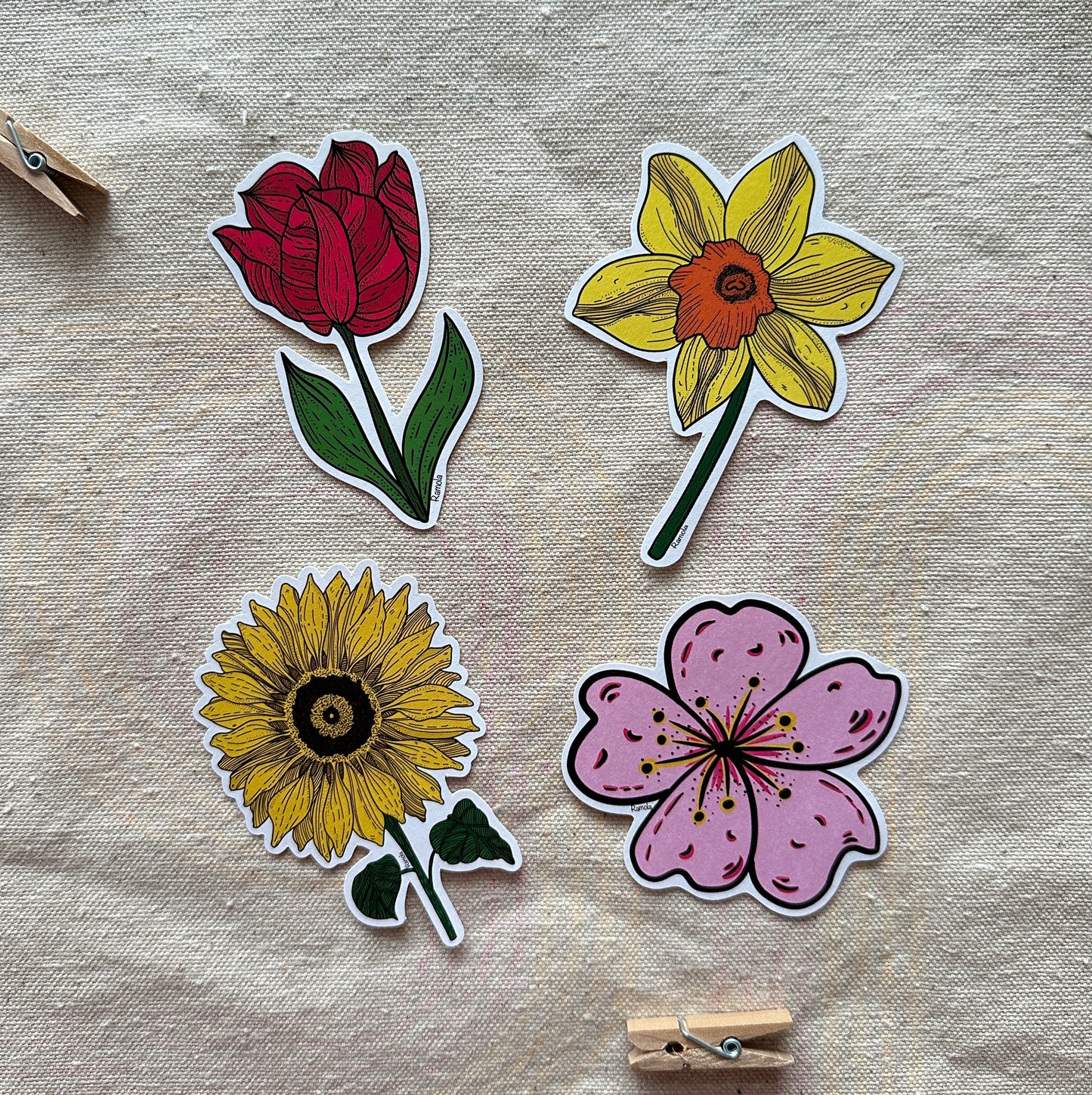 Cute sunflower sticker in yellow