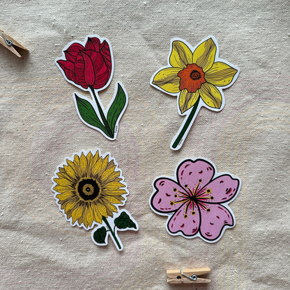 Cute sunflower sticker in yellow