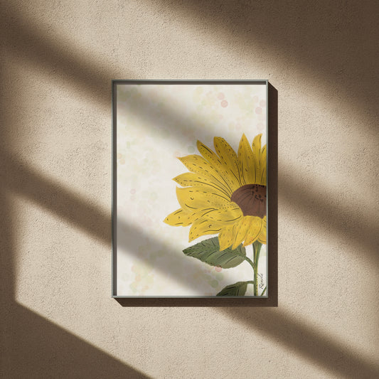 Sunflower in half art print on 100% recycled paper