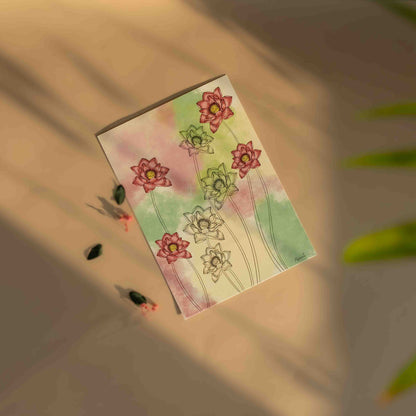 Indian lotus art print - Botanical wall decor