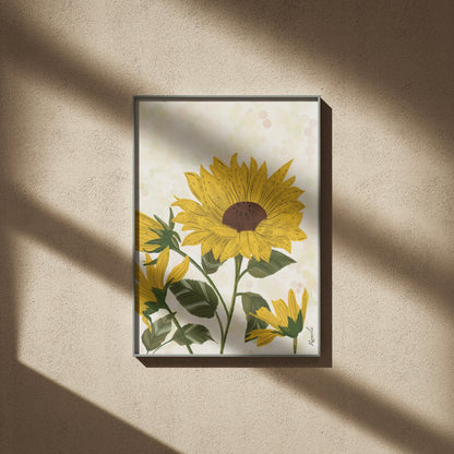 Sunflower design art print on 100% recycled paper