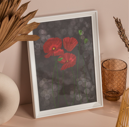 Poppy art print on 100% recycled paper