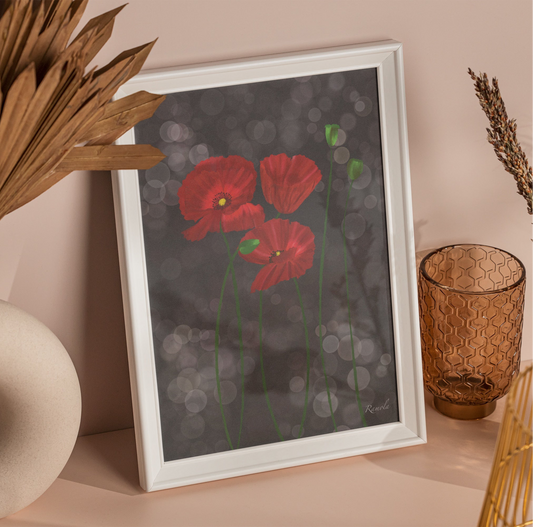 Poppy art print on 100% recycled paper