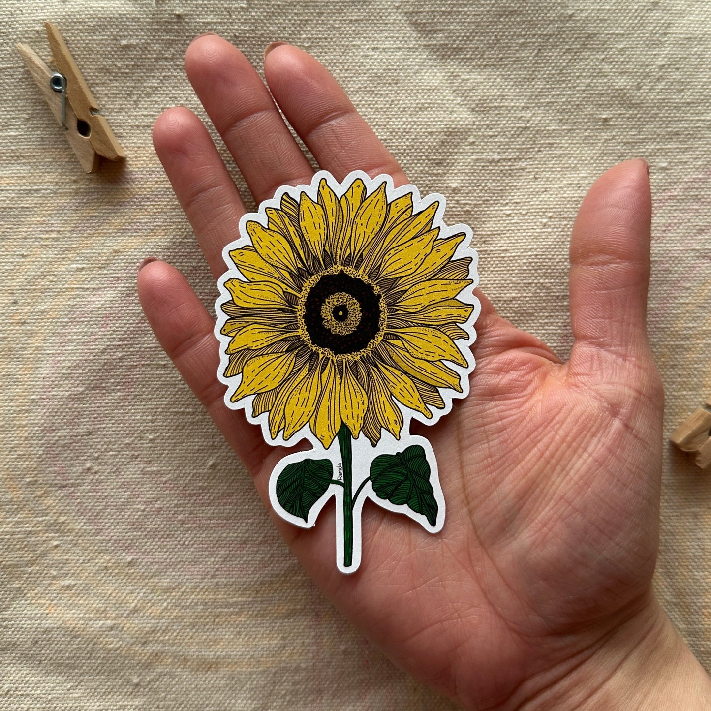 Cute sunflower sticker in yellow
