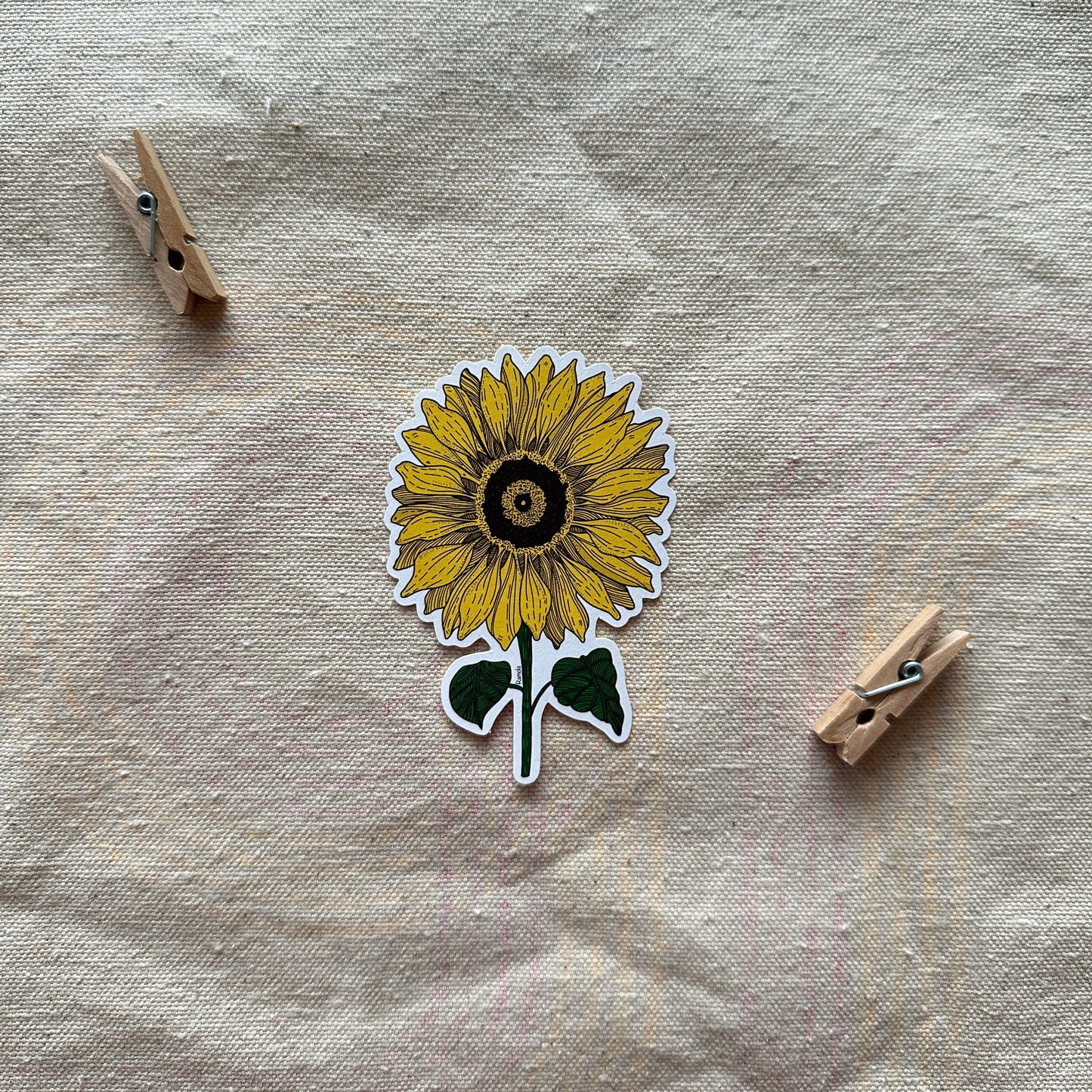 Cute sunflower sticker in yellow