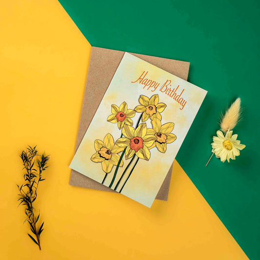 Birthday card with Daffodils