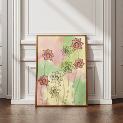 Jolly Lotus art print on 100% recycled paper