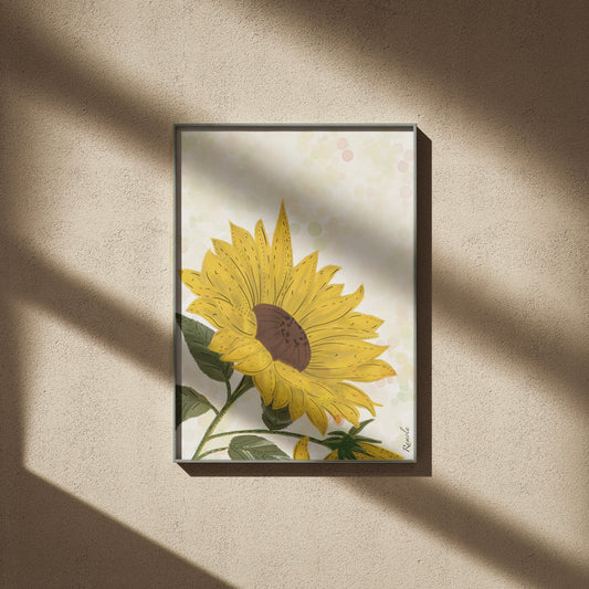 Sunflower art print on 100% recycled paper