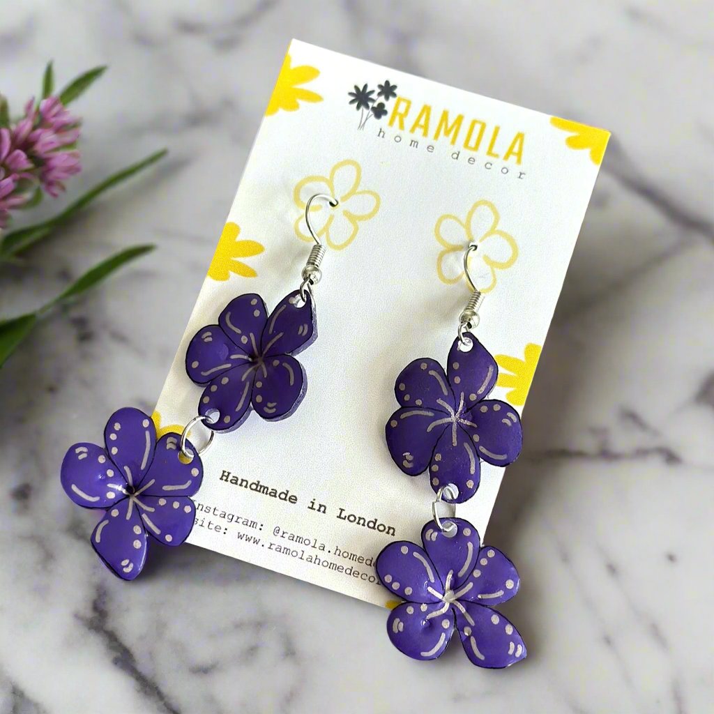 Plumeria long earrings - handmade