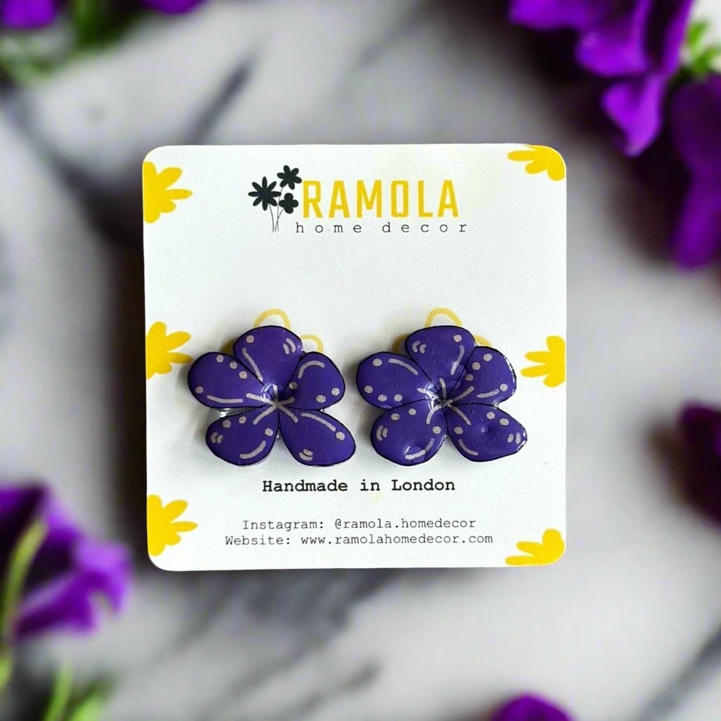 Plumeria stud earrings - handmade