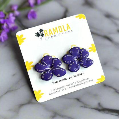 Plumeria stud earrings - handmade