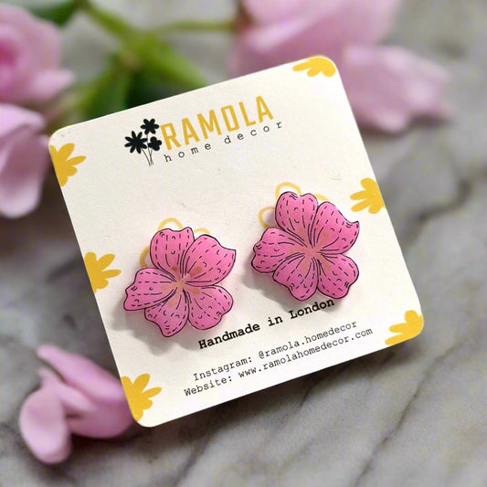 Cherry blossom stud earrings - handmade