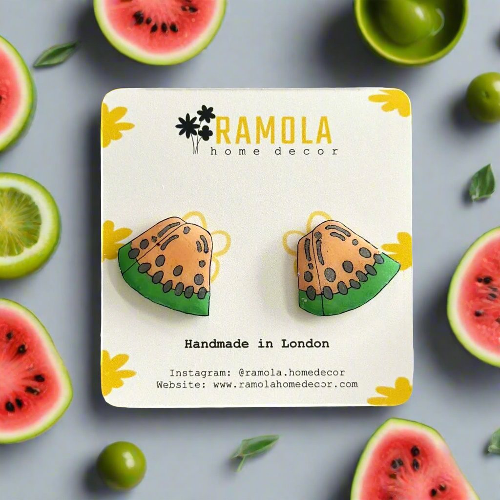 Watermelon stud earrings - handmade