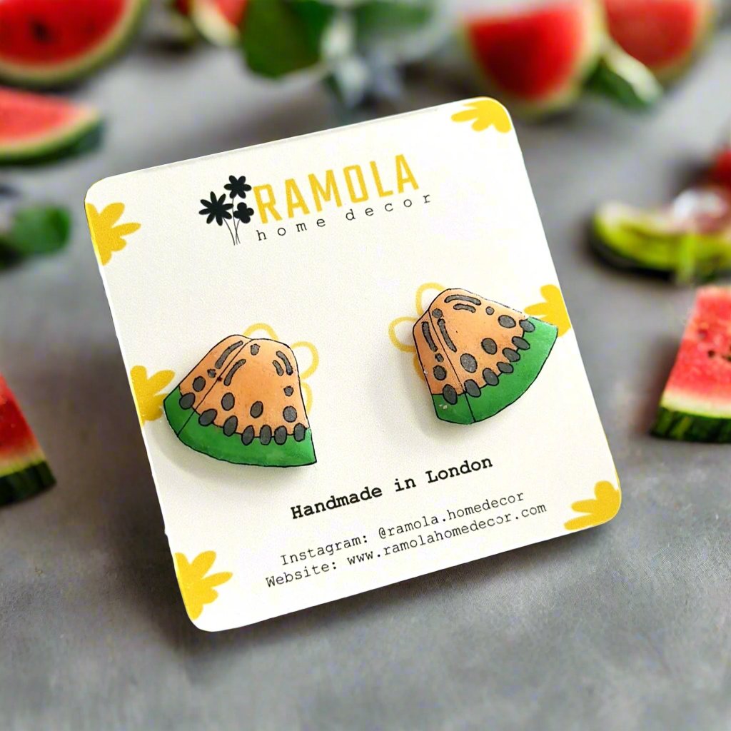 Watermelon stud earrings - handmade