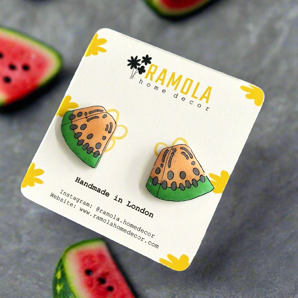 Watermelon stud earrings - handmade