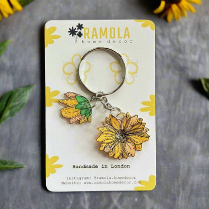 Sunflower keyring - handmade