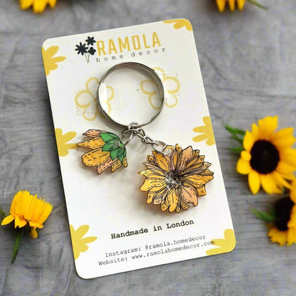 Sunflower keyring - handmade