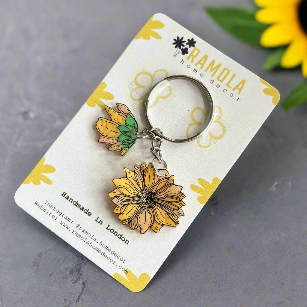 Sunflower keyring - handmade