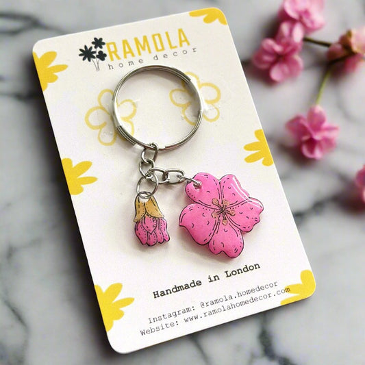 Cherry blossoms keyring - handmade