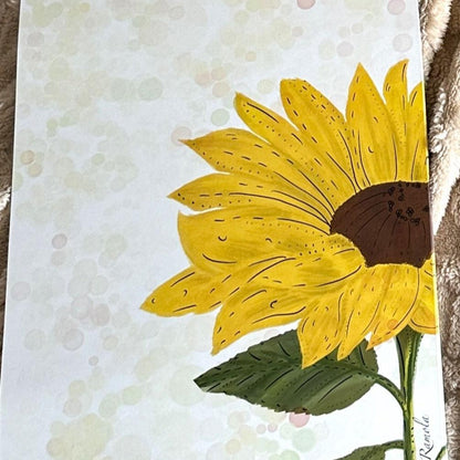 Sunflower in half art print on 100% recycled paper