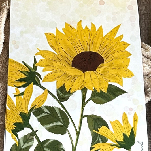 Sunflower design art print on 100% recycled paper