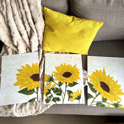 Sunflower design art print on 100% recycled paper