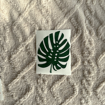 Monstera leaf & Orange flower stickers: Set of 5