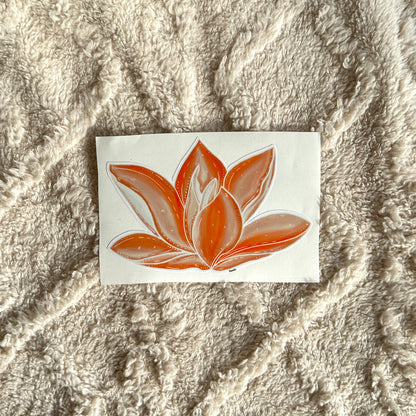 Monstera leaf & Orange flower stickers: Set of 5