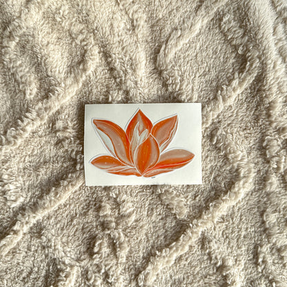 Monstera leaf & Orange flower stickers: Set of 5