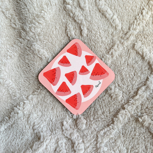 Pink watermelon coaster: Single