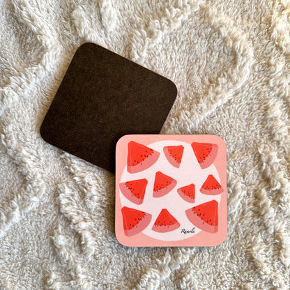 Pink watermelon coaster: Single