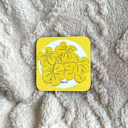 Yellow floral coaster: Single