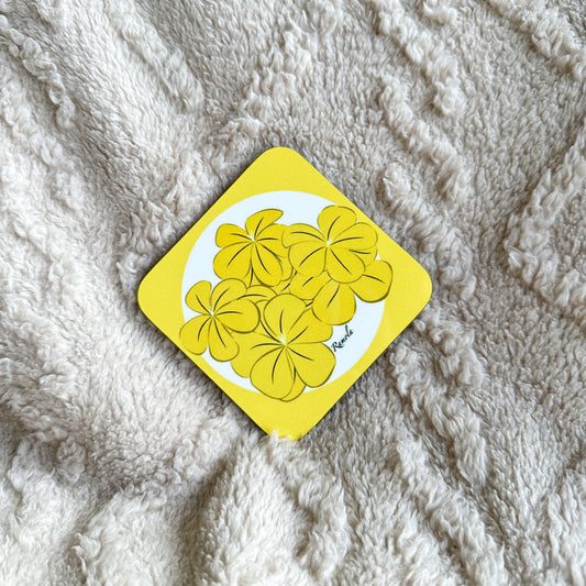 Yellow floral coaster: Single