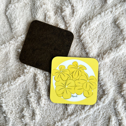 Yellow floral coaster: Single