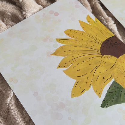 Sunflower art print on 100% recycled paper