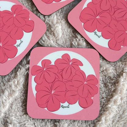 Pink floral coasters: Set of 4