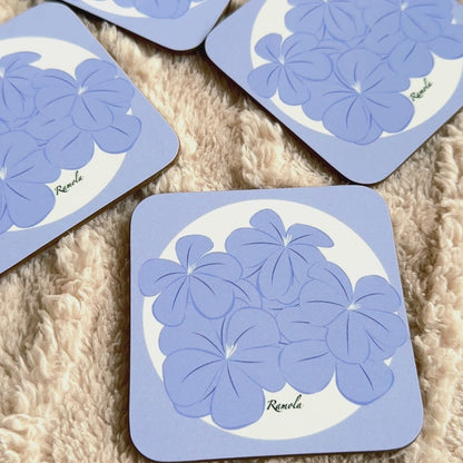 Lavender floral coasters: Set of 4