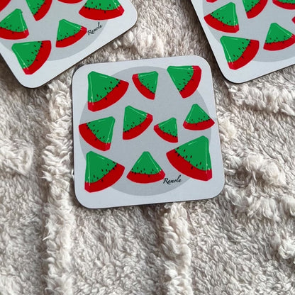 Reverse watermelon coasters: Set of 4