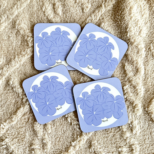 Lavender floral coasters: Set of 4